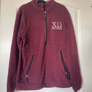 Oversized Charles River Apparel Maroon Half-Zip Fleece Pullover